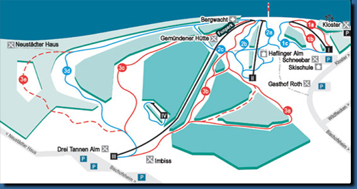 Pistenplan der Skilifte Kreuzberg in der Rhn